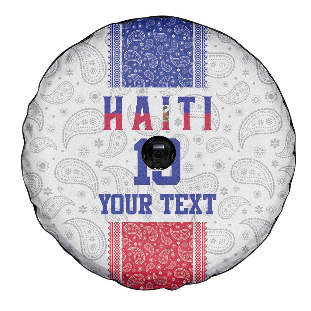 Custom Haiti Football Spare Tire Cover Paisley Flag Pattern Design - Wonder Print Shop