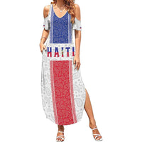 Custom Haiti Football Summer Maxi Dress Paisley Flag Pattern Design - Wonder Print Shop