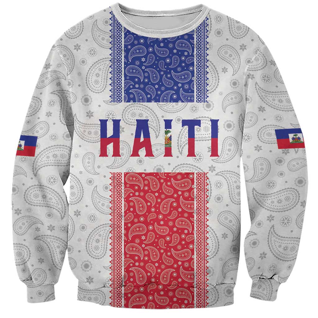 Custom Haiti Football Sweatshirt Paisley Flag Pattern Design - Wonder Print Shop