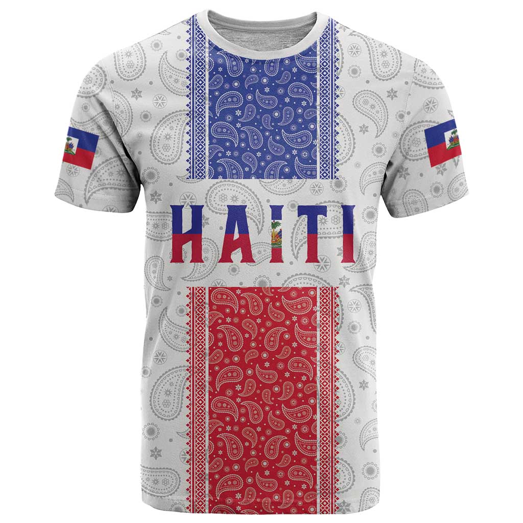 Custom Haiti Football T Shirt Paisley Flag Pattern Design - Wonder Print Shop