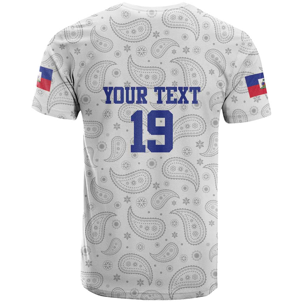 Custom Haiti Football T Shirt Paisley Flag Pattern Design - Wonder Print Shop