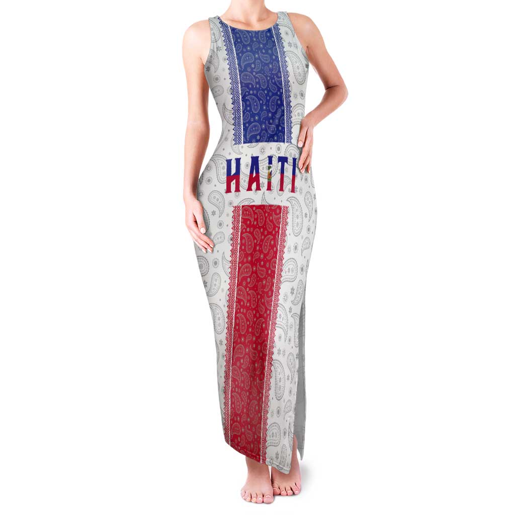 Custom Haiti Football Tank Maxi Dress Paisley Flag Pattern Design - Wonder Print Shop