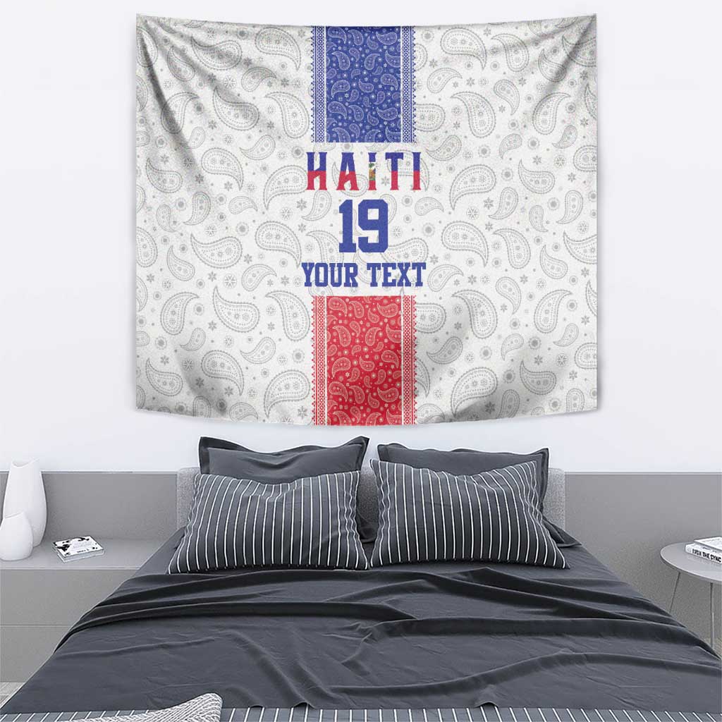 Custom Haiti Football Tapestry Paisley Flag Pattern Design - Wonder Print Shop