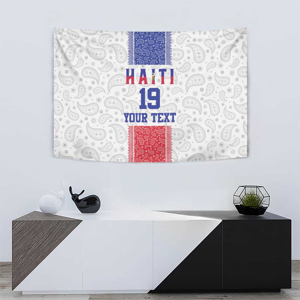 Custom Haiti Football Tapestry Paisley Flag Pattern Design - Wonder Print Shop