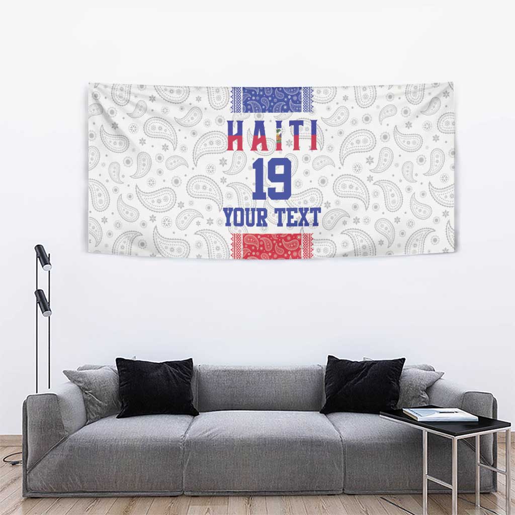 Custom Haiti Football Tapestry Paisley Flag Pattern Design - Wonder Print Shop