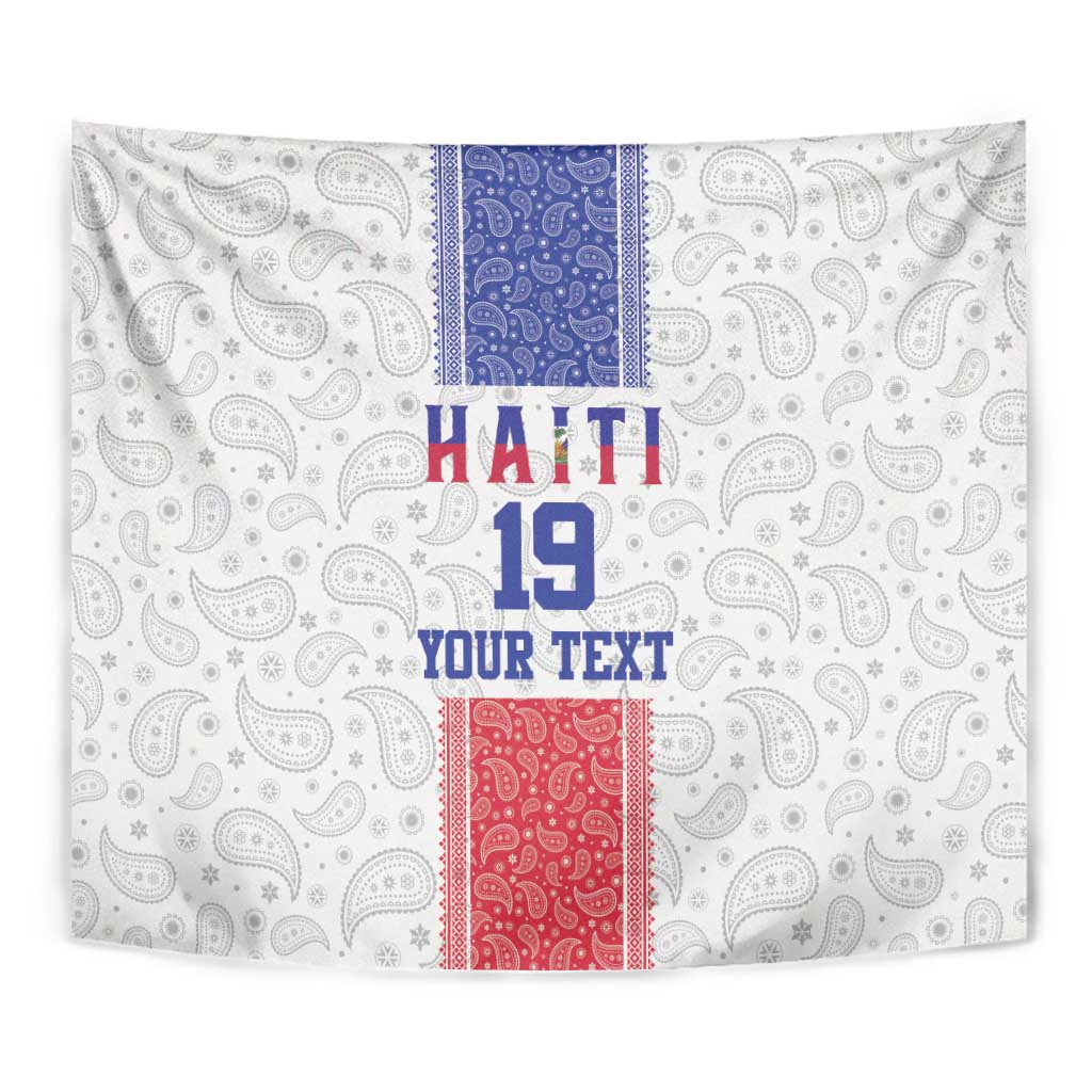 Custom Haiti Football Tapestry Paisley Flag Pattern Design - Wonder Print Shop
