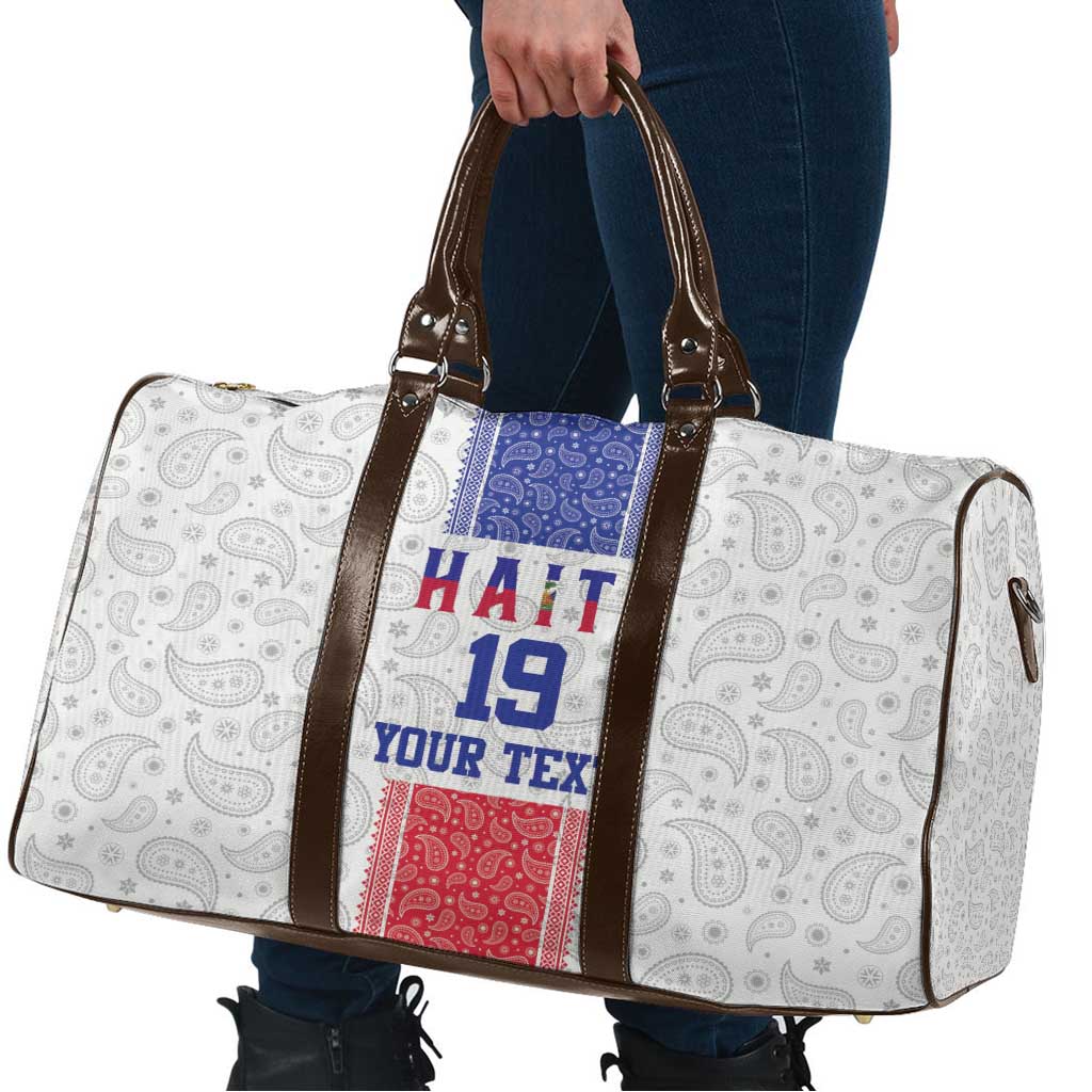 Custom Haiti Football Travel Bag Paisley Flag Pattern Design - Wonder Print Shop