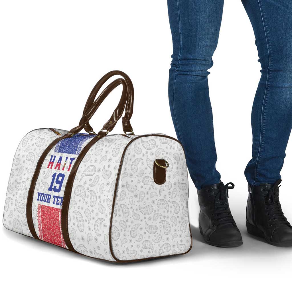 Custom Haiti Football Travel Bag Paisley Flag Pattern Design - Wonder Print Shop
