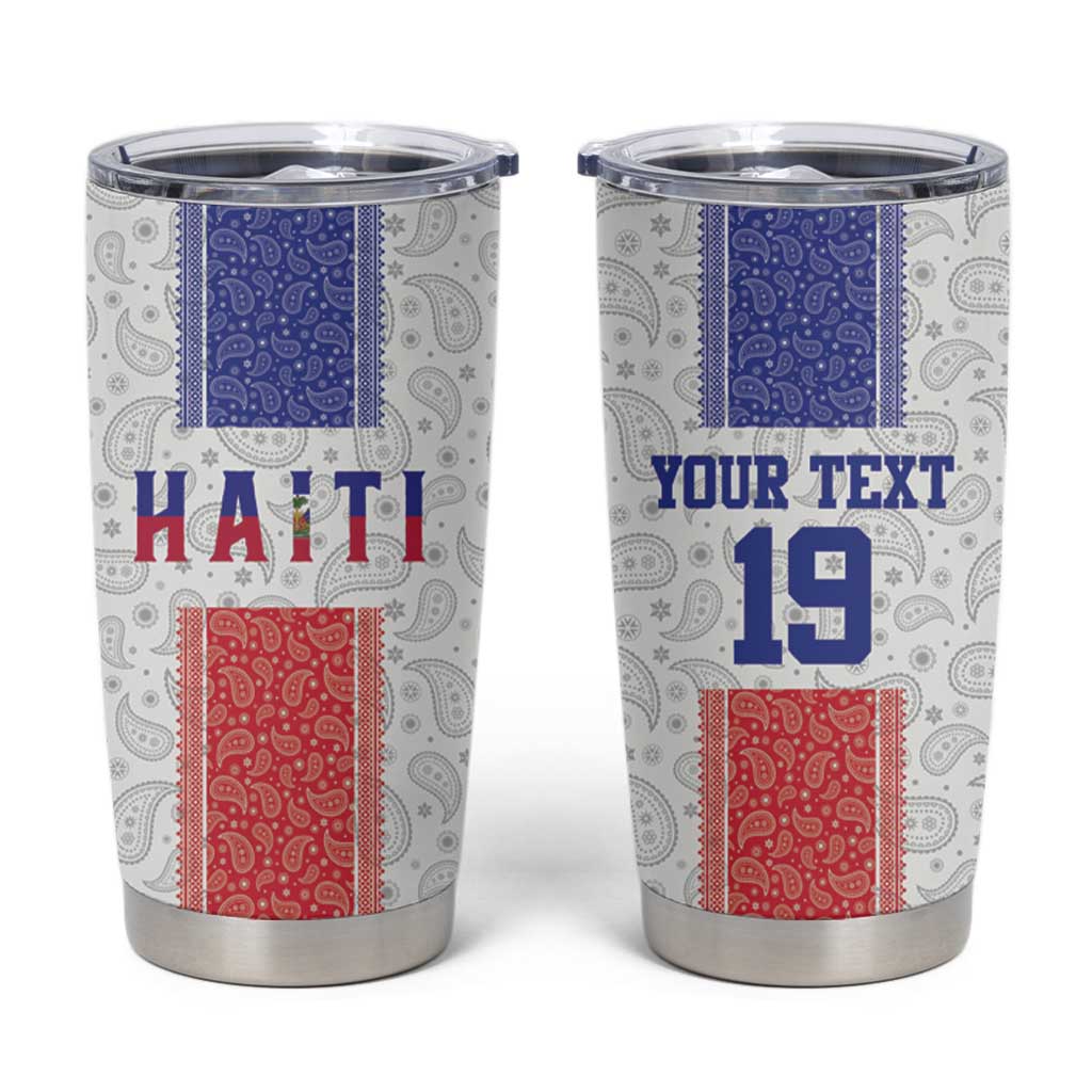 Custom Haiti Football Tumbler Cup Paisley Flag Pattern Design - Wonder Print Shop