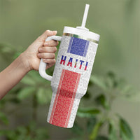 Custom Haiti Football Tumbler With Handle Paisley Flag Pattern Design - Wonder Print Shop