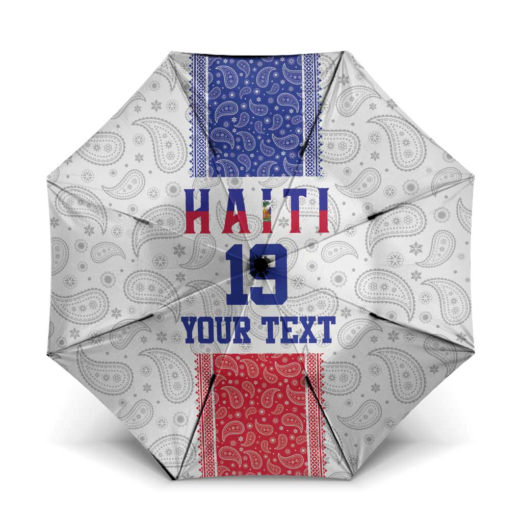 Custom Haiti Football Umbrella Paisley Flag Pattern Design - Wonder Print Shop