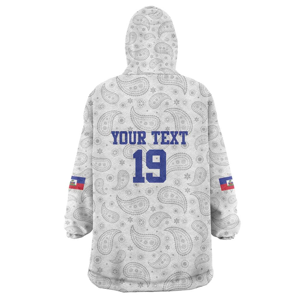 Custom Haiti Football Wearable Blanket Hoodie Paisley Flag Pattern Design - Wonder Print Shop