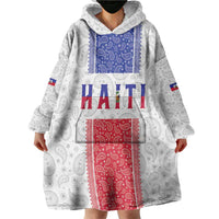 Custom Haiti Football Wearable Blanket Hoodie Paisley Flag Pattern Design - Wonder Print Shop