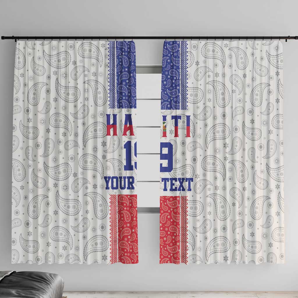 Custom Haiti Football Window Curtain Paisley Flag Pattern Design - Wonder Print Shop