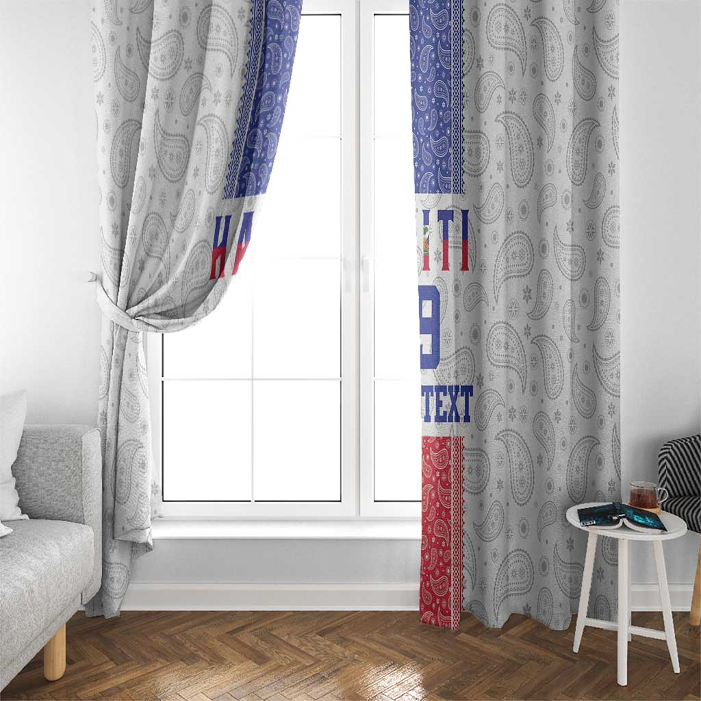 Custom Haiti Football Window Curtain Paisley Flag Pattern Design - Wonder Print Shop