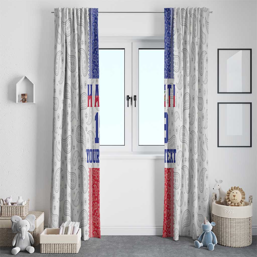 Custom Haiti Football Window Curtain Paisley Flag Pattern Design - Wonder Print Shop