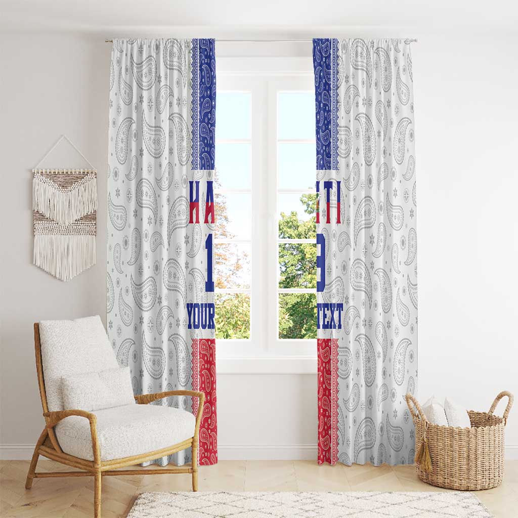 Custom Haiti Football Window Curtain Paisley Flag Pattern Design - Wonder Print Shop