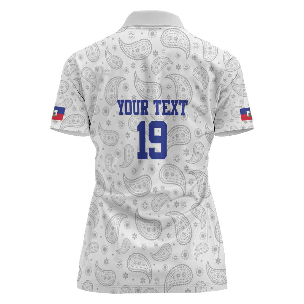 Custom Haiti Football Women Polo Shirt Paisley Flag Pattern Design - Wonder Print Shop