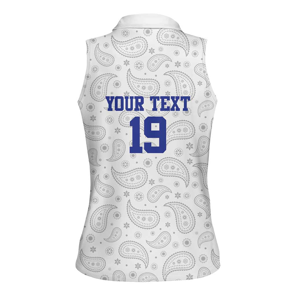 Custom Haiti Football Women Sleeveless Polo Shirt Paisley Flag Pattern Design - Wonder Print Shop