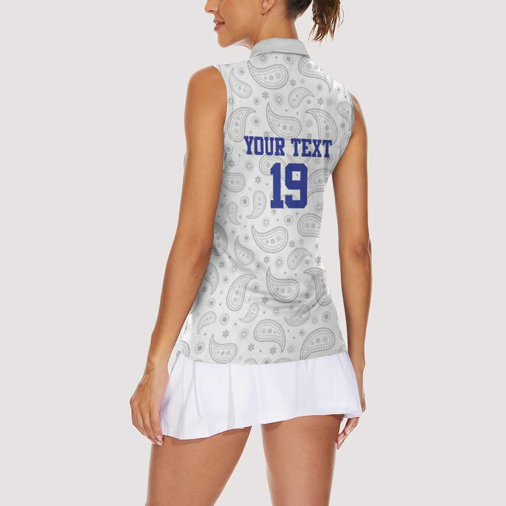 Custom Haiti Football Women Sleeveless Polo Shirt Paisley Flag Pattern Design - Wonder Print Shop