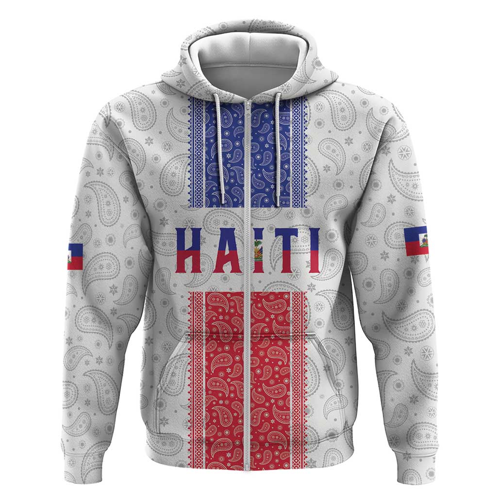 Custom Haiti Football Zip Hoodie Paisley Flag Pattern Design - Wonder Print Shop
