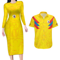 Colombia Rene Higuita Scorpion Kick Couples Matching Long Sleeve Bodycon Dress and Hawaiian Shirt Home Retro 1995 Goalkeeper Legend - Wonder Print Shop