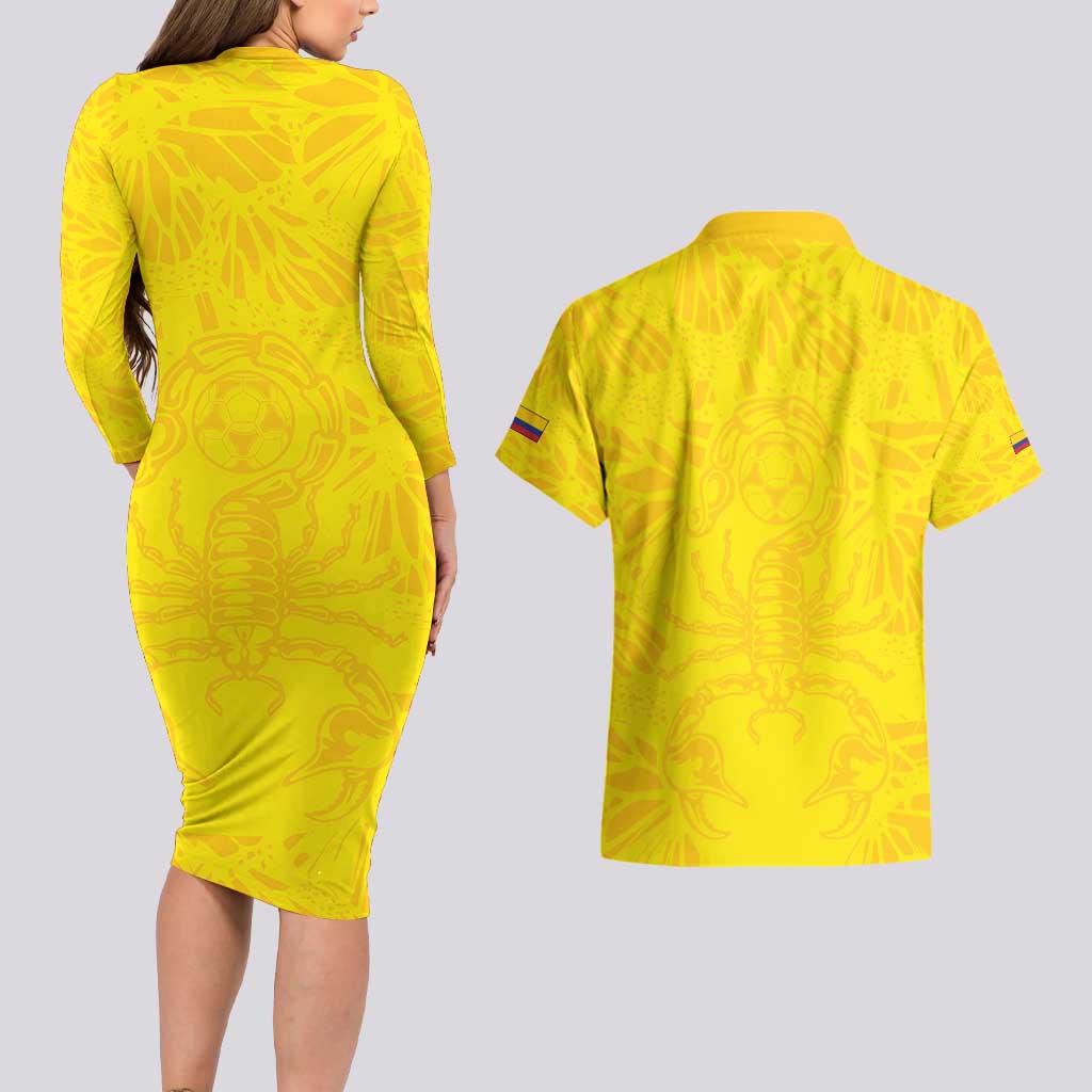 Colombia Rene Higuita Scorpion Kick Couples Matching Long Sleeve Bodycon Dress and Hawaiian Shirt Home Retro 1995 Goalkeeper Legend - Wonder Print Shop
