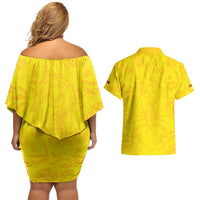 Colombia Rene Higuita Scorpion Kick Couples Matching Off Shoulder Short Dress and Hawaiian Shirt Home Retro 1995 Goalkeeper Legend - Wonder Print Shop