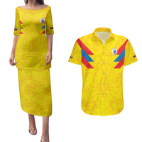 Colombia Rene Higuita Scorpion Kick Couples Matching Puletasi and Hawaiian Shirt Home Retro 1995 Goalkeeper Legend - Wonder Print Shop