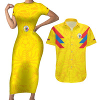 Colombia Rene Higuita Scorpion Kick Couples Matching Short Sleeve Bodycon Dress and Hawaiian Shirt Home Retro 1995 Goalkeeper Legend - Wonder Print Shop