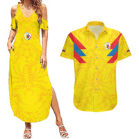 Colombia Rene Higuita Scorpion Kick Couples Matching Summer Maxi Dress and Hawaiian Shirt Home Retro 1995 Goalkeeper Legend - Wonder Print Shop