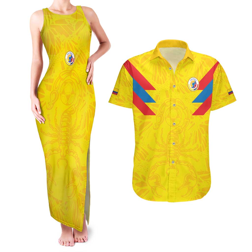 Colombia Rene Higuita Scorpion Kick Couples Matching Tank Maxi Dress and Hawaiian Shirt Home Retro 1995 Goalkeeper Legend - Wonder Print Shop
