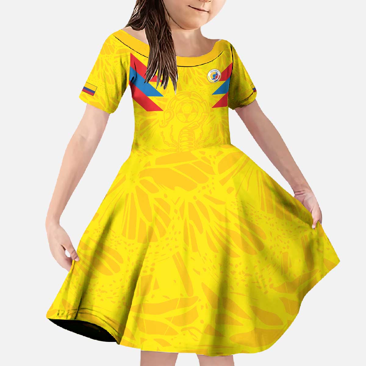 Colombia Rene Higuita Scorpion Kick Family Matching Off The Shoulder Long Sleeve Dress and Hawaiian Shirt Home Retro 1995 Goalkeeper Legend - Wonder Print Shop
