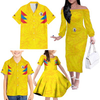 Colombia Rene Higuita Scorpion Kick Family Matching Off The Shoulder Long Sleeve Dress and Hawaiian Shirt Home Retro 1995 Goalkeeper Legend - Wonder Print Shop