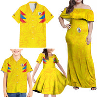 Colombia Rene Higuita Scorpion Kick Family Matching Off Shoulder Maxi Dress and Hawaiian Shirt Home Retro 1995 Goalkeeper Legend - Wonder Print Shop