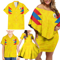 Colombia Rene Higuita Scorpion Kick Family Matching Off Shoulder Short Dress and Hawaiian Shirt Home Retro 1995 Goalkeeper Legend - Wonder Print Shop