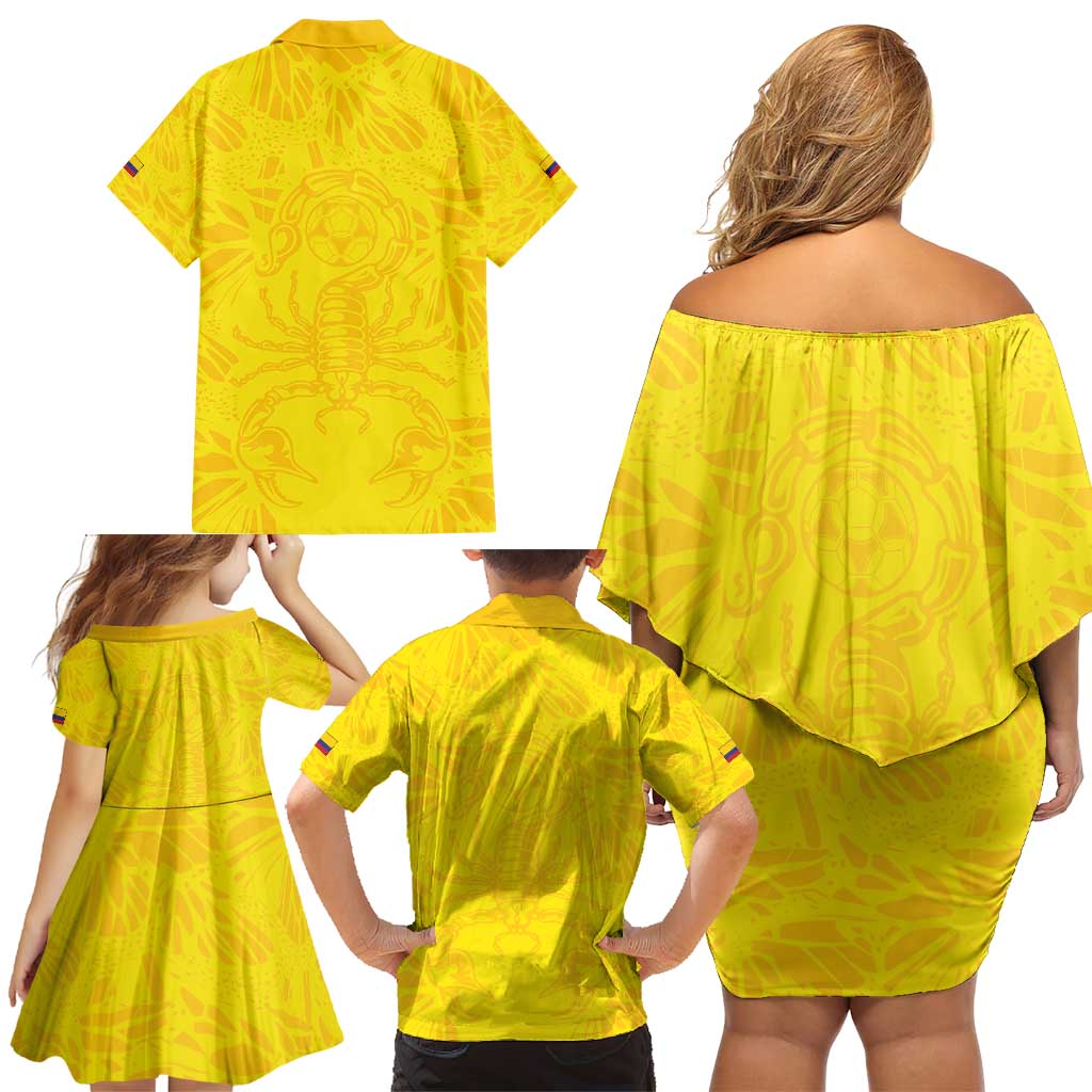 Colombia Rene Higuita Scorpion Kick Family Matching Off Shoulder Short Dress and Hawaiian Shirt Home Retro 1995 Goalkeeper Legend - Wonder Print Shop