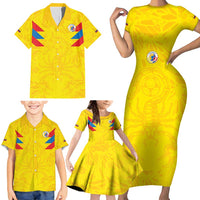 Colombia Rene Higuita Scorpion Kick Family Matching Short Sleeve Bodycon Dress and Hawaiian Shirt Home Retro 1995 Goalkeeper Legend - Wonder Print Shop