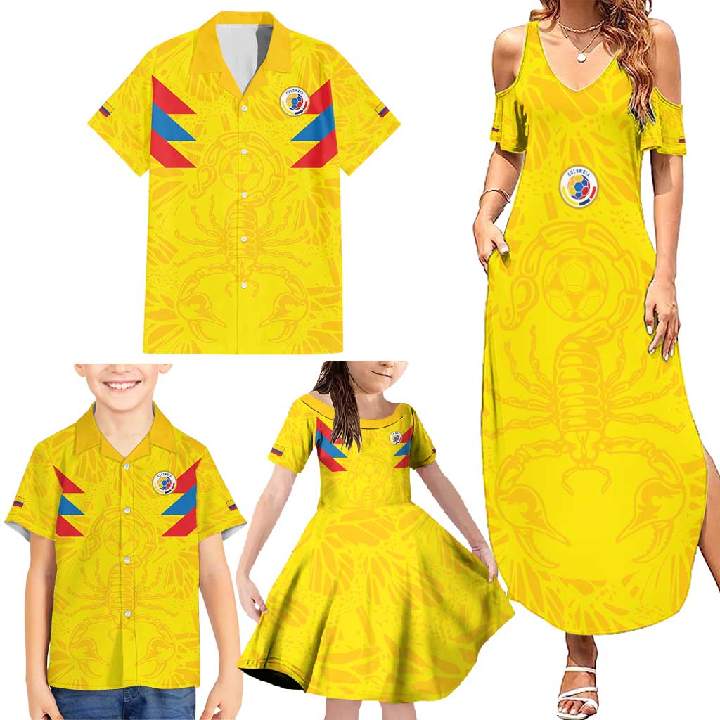 Colombia Rene Higuita Scorpion Kick Family Matching Summer Maxi Dress and Hawaiian Shirt Home Retro 1995 Goalkeeper Legend - Wonder Print Shop