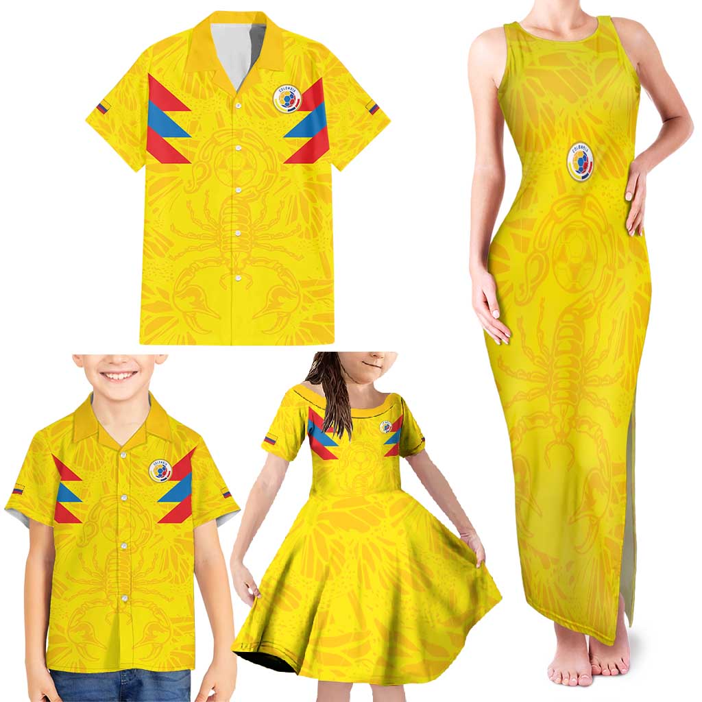 Colombia Rene Higuita Scorpion Kick Family Matching Tank Maxi Dress and Hawaiian Shirt Home Retro 1995 Goalkeeper Legend - Wonder Print Shop