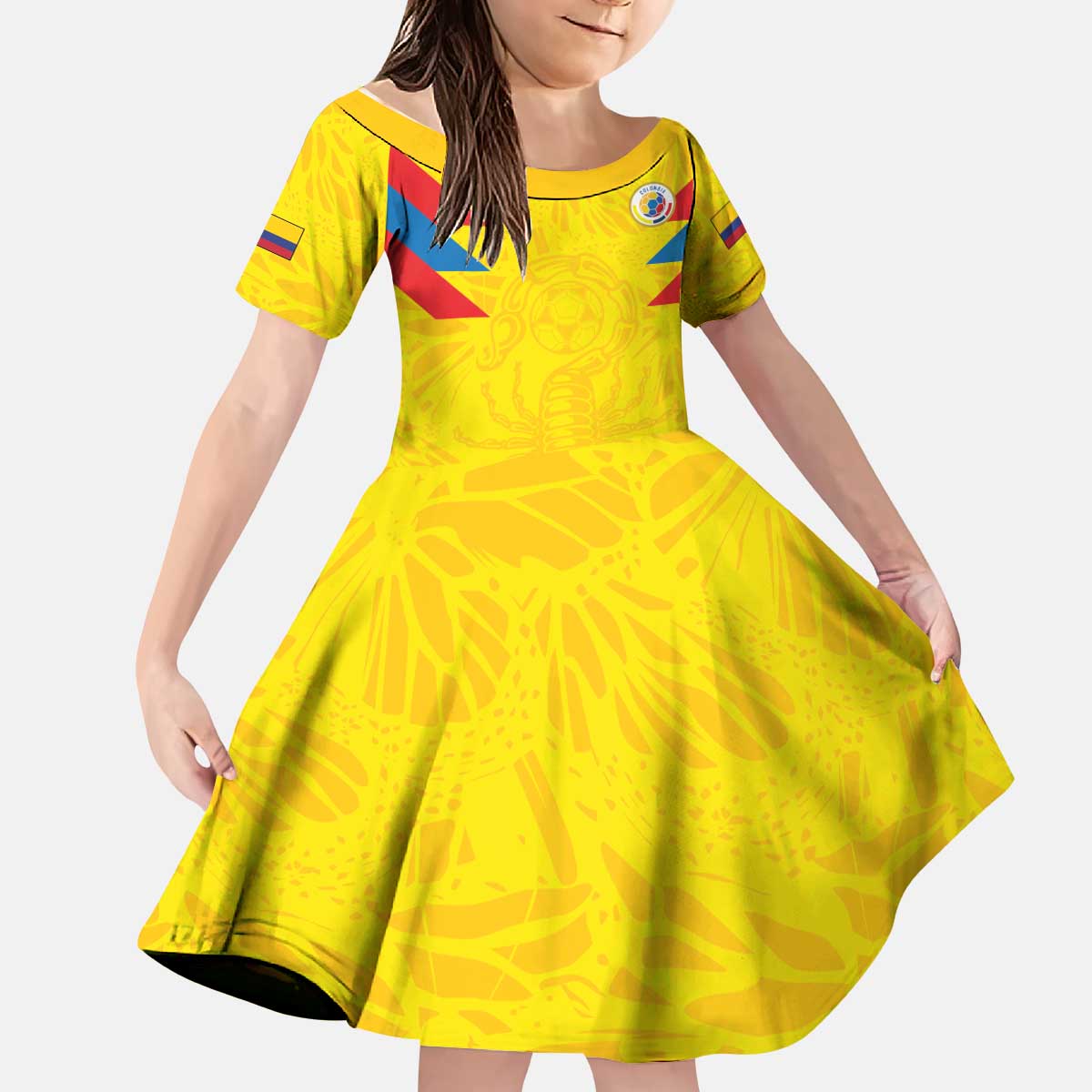 Colombia Rene Higuita Scorpion Kick Kid Short Sleeve Dress Home Retro 1995 Goalkeeper Legend - Wonder Print Shop