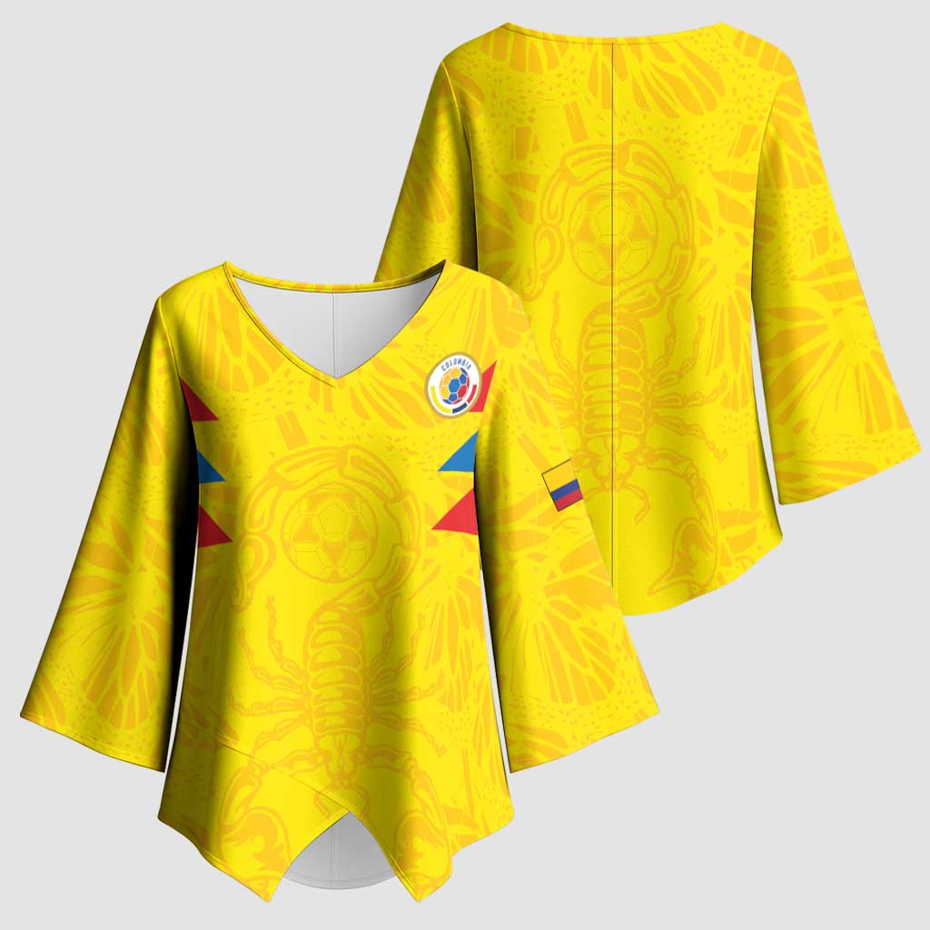 Colombia Rene Higuita Scorpion Kick Kimono Sleeve Blouse Home Retro 1995 Goalkeeper Legend - Wonder Print Shop
