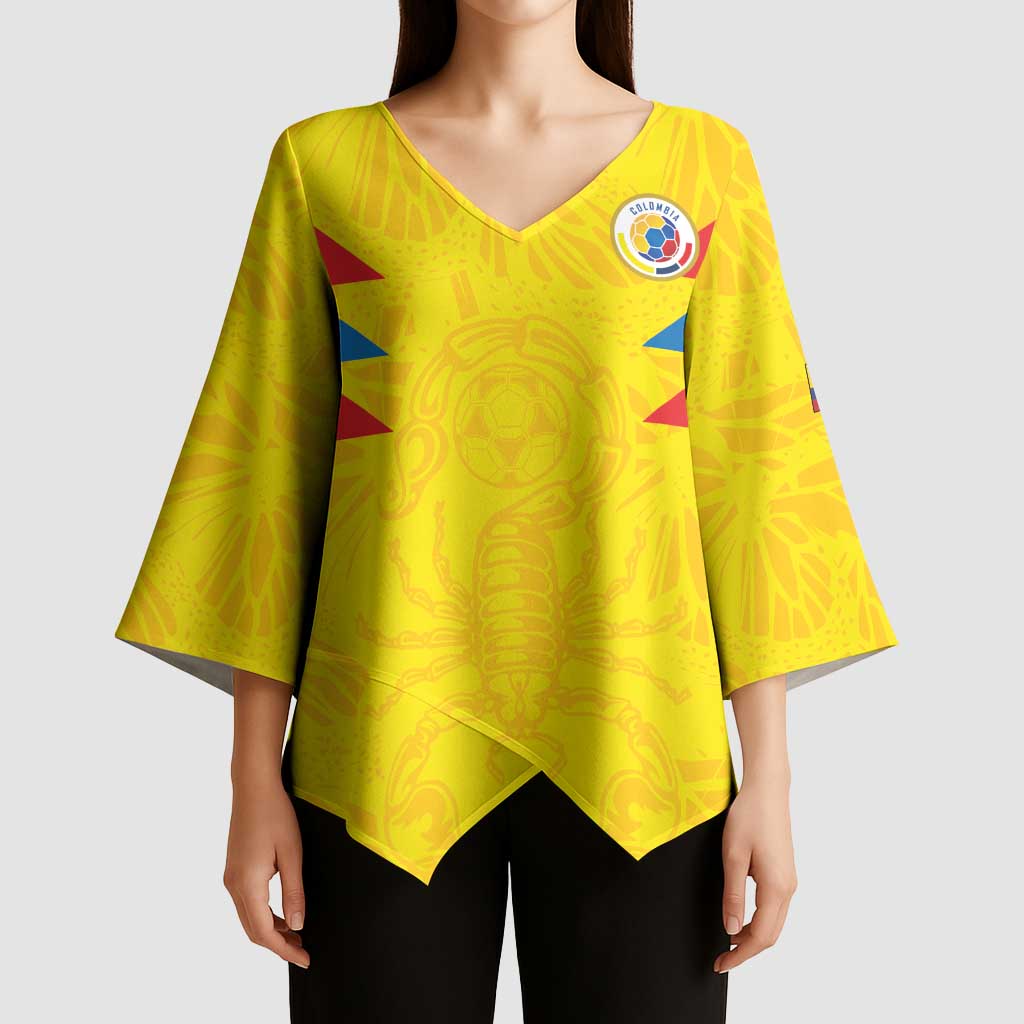 Colombia Rene Higuita Scorpion Kick Kimono Sleeve Blouse Home Retro 1995 Goalkeeper Legend - Wonder Print Shop