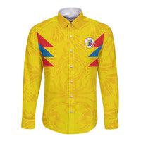 Colombia Rene Higuita Scorpion Kick Long Sleeve Button Shirt Home Retro 1995 Goalkeeper Legend - Wonder Print Shop