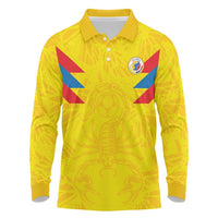 Colombia Rene Higuita Scorpion Kick Long Sleeve Polo Shirt Home Retro 1995 Goalkeeper Legend - Wonder Print Shop