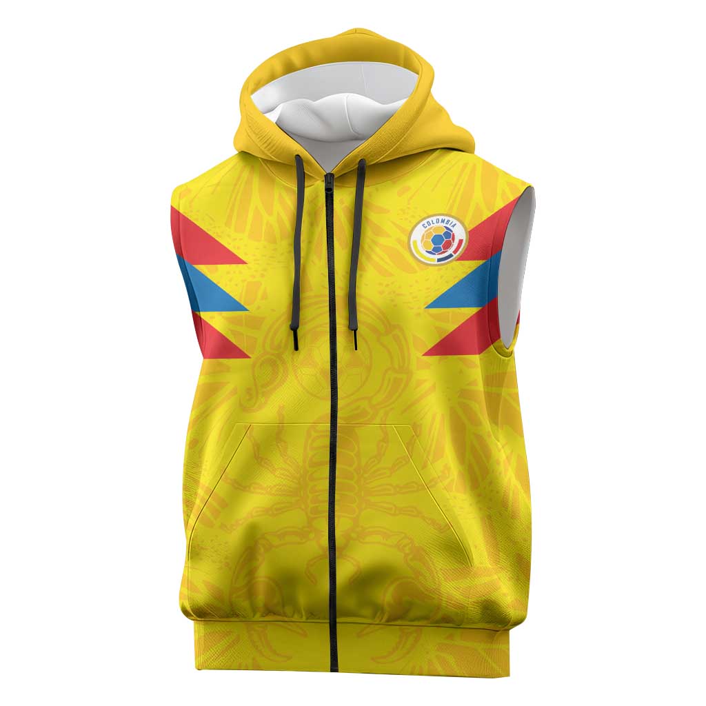 Colombia Rene Higuita Scorpion Kick Sleeveless Zip Hoodie Home Retro 1995 Goalkeeper Legend - Wonder Print Shop