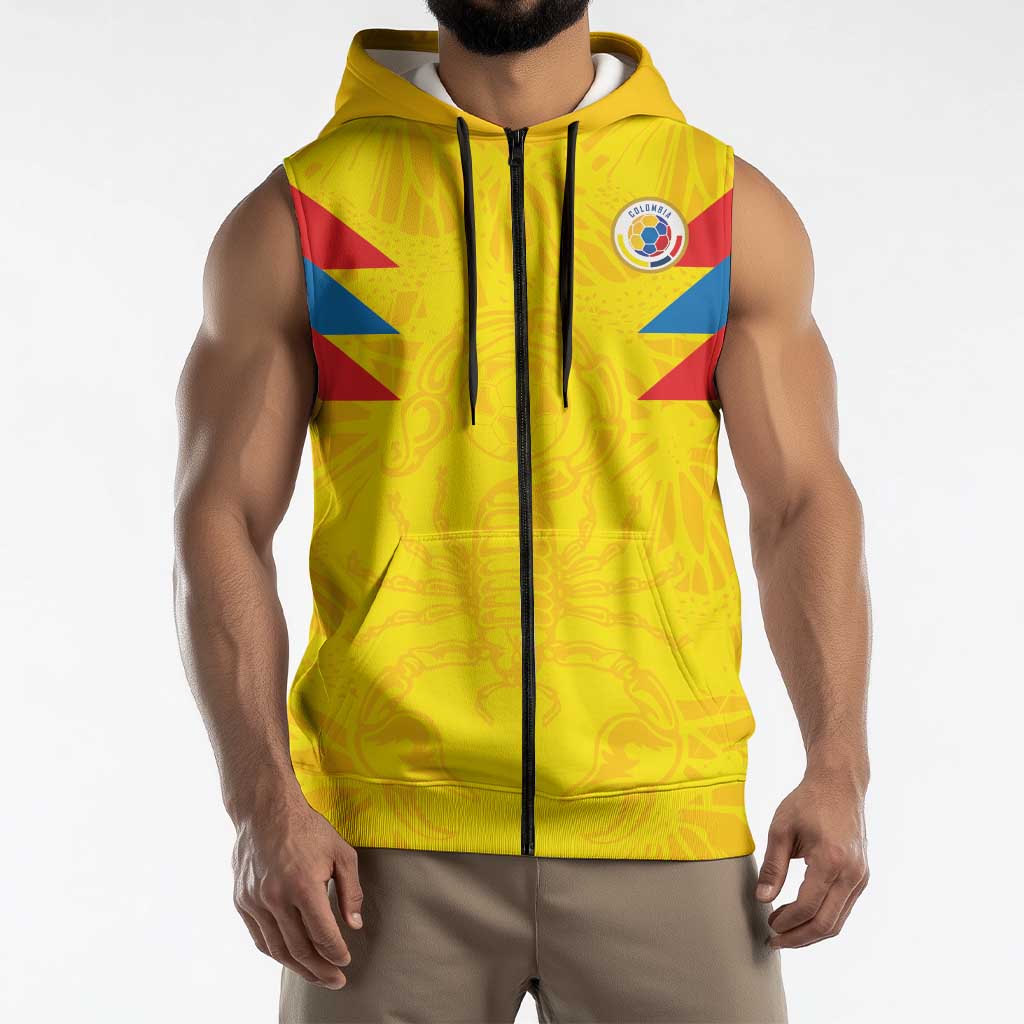 Colombia Rene Higuita Scorpion Kick Sleeveless Zip Hoodie Home Retro 1995 Goalkeeper Legend - Wonder Print Shop