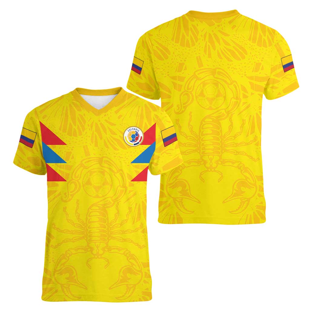 Colombia Rene Higuita Scorpion Kick Women V-Neck T-Shirt Home Retro 1995 Goalkeeper Legend - Wonder Print Shop