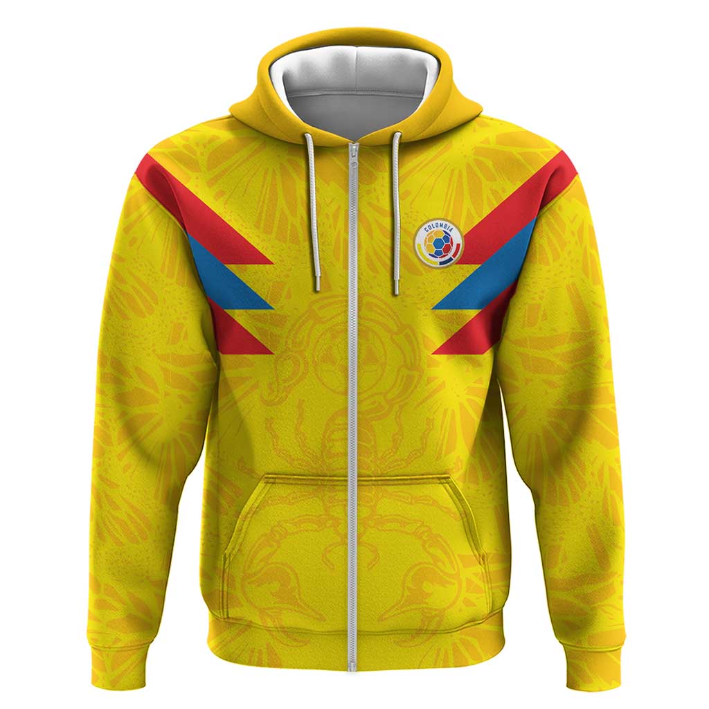 Colombia Rene Higuita Scorpion Kick Zip Hoodie Home Retro 1995 Goalkeeper Legend - Wonder Print Shop
