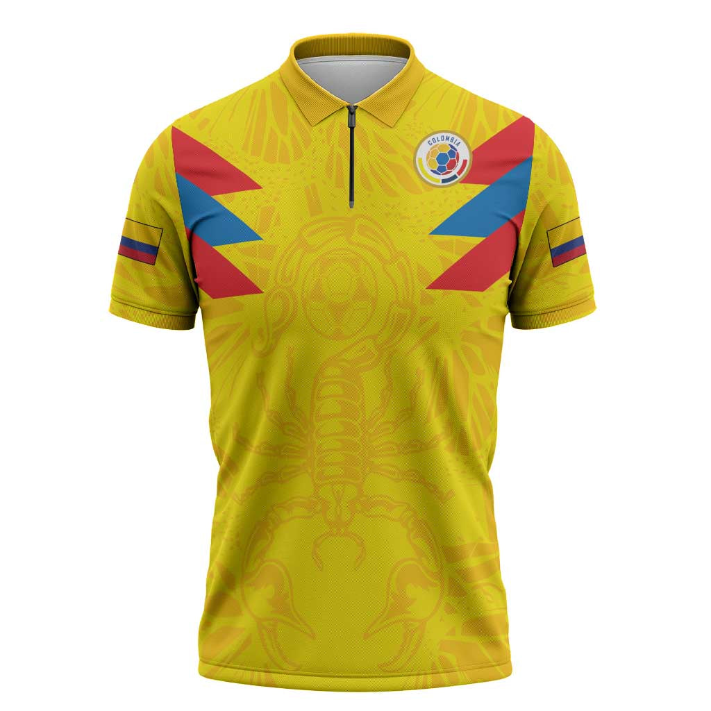 Colombia Rene Higuita Scorpion Kick Zipper Polo Shirt Home Retro 1995 Goalkeeper Legend - Wonder Print Shop